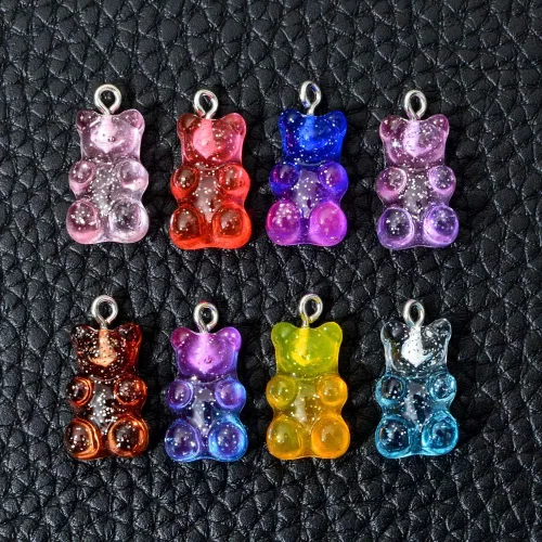 Vista 3 de Encantos de oso de bricolaje gomosa,Colgantes lindos del encanto del oso,Dibujos animados oso llaveros collar encanto lindo pulsera accesorios