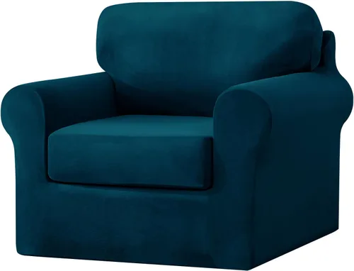Vista 84 de UNBBRRL Fundas de sofá de 3 piezas para sofá, funda de terciopelo elástico para sillón con 1 funda de cojín de asiento y 1 funda de respaldo