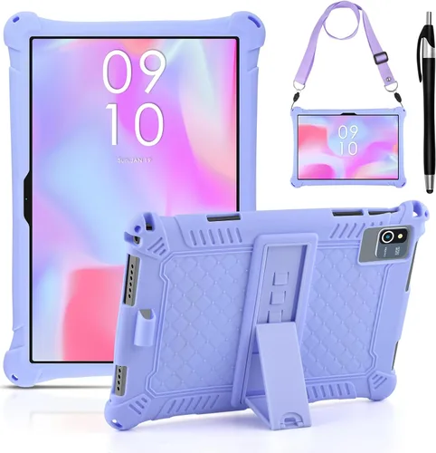 Vista 9 de DETUOSI Funda de silicona para tablet Okaysea de 10,1 pulgadas con lápiz stylus y correa para el hombro, funda con soporte multiángulo, funda suave