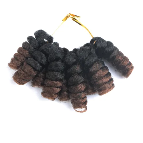 Vista 11 de Saniay - 3 paquetes de trenzas de ganchillo cortas trenzadas de ganchillo con espiral, rizos con espiral jamaicana, 20 mechones por paquete