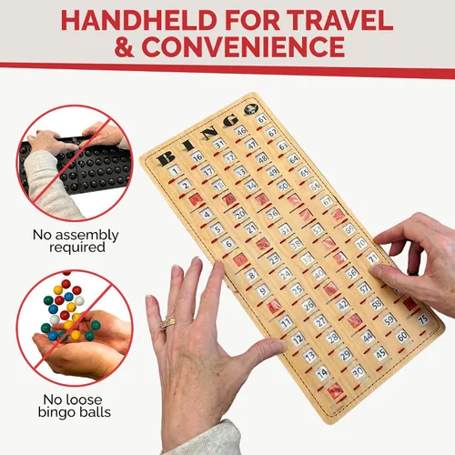 Vista 5 de MR CHIPS Tarjeta de bingo a prueba de atascos con obturadores y cubierta de tarjetas de llamada