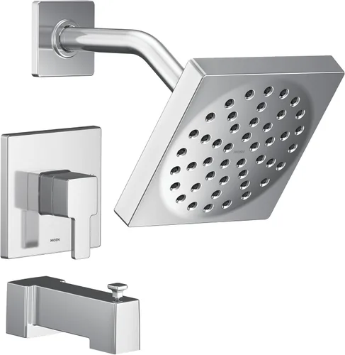 Vista 5 de Moen UTS2713EPBN 90 Degree M-CORE 2-Series 1-Handle - Kit de molduras para bañera y ducha, requiere válvula, níquel cepillado