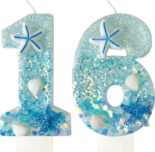 Vista 16 de Zlongron Vela número 1, velas de cumpleaños hechas a mano, decoración de pastel de cumpleaños de sirena es muy adecuada para cumpleaños, fiestas