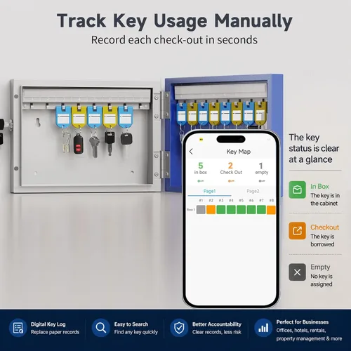 Vista 4 de Caja de bloqueo de 16 llaves de montaje en pared, APP Bluetooth/Contraseña de una sola vez/Control remoto Wi-Fi, gabinete de llaves inteligente