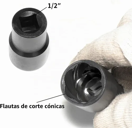 Vista 5 de Juego de llaves de tuerca de llanta, extractor de tuercas peladas con bloqueo de rueda, viejo oxidado, dañado, perno de emergencia, quitar