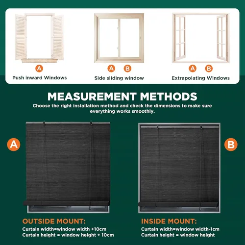 Vista 7 de BAYUE - Persianas de bambú para ventanas interiores, filtro de luz enrollable, 23 x 48 pulgadas Bamboo Shades for Indoor Windows with Install