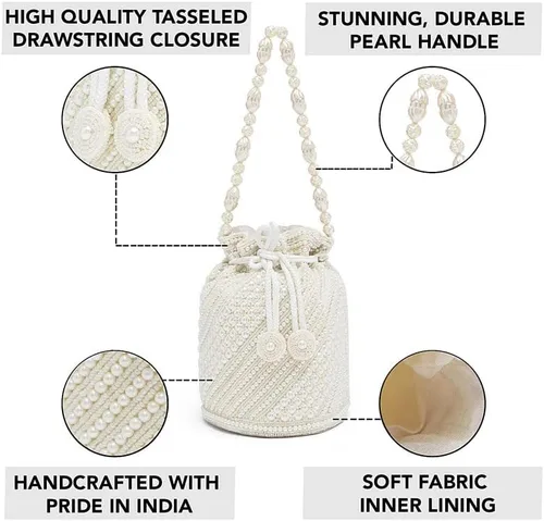 Vista 4 de Aheli Bags Gift for Women Evening Bag Clutch Ethnic Bride Purse with Drawstring