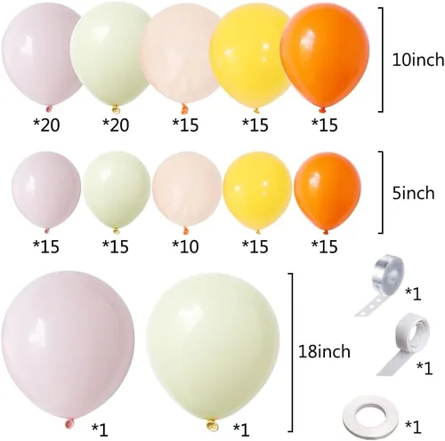 Vista 8 de Kit de arco de guirnalda de globos de color rosa, amarillo y naranja, globos de látex rosa pastel y amarillo para bebé en flor, cumpleaños, abeja
