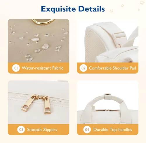 Vista 5 de mommore Mochila para pañales, bolsa de bebé grande para niñas y niños, bolsa de pañales convertible con cambiador, bolsillos aislados, hebillas