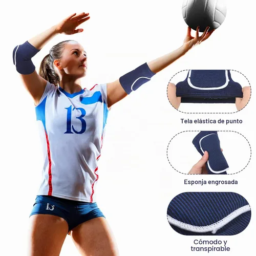 Vista 4 de Sosation Juego de 2 Coderas de Voleibol y Mangas para Rodilla y Brazo con Almohadilla de Protección, Accesorios Esenciales de Voleibol con Alta