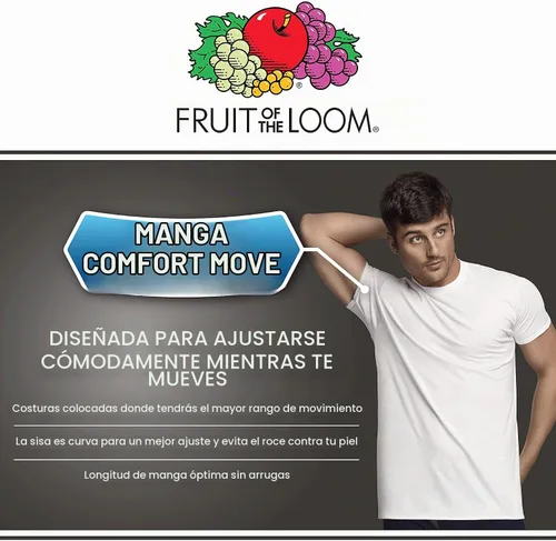 Vista 6 de Fruit of The Loom Camisetas con cuello en V para hombre, absorben
