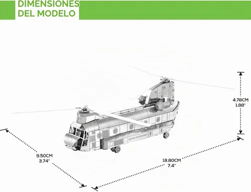 Vista 7 de Metal Earth CH-47 Chinook Kit de modelo de metal 3D