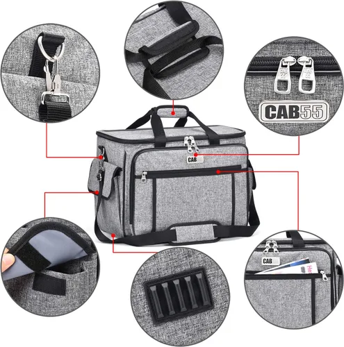 Vista 6 de CAB55 Estuche enrollable para máquina de coser, estuche de transporte desmontable con ruedas, bolsa de transporte con fondo extraíble de madera