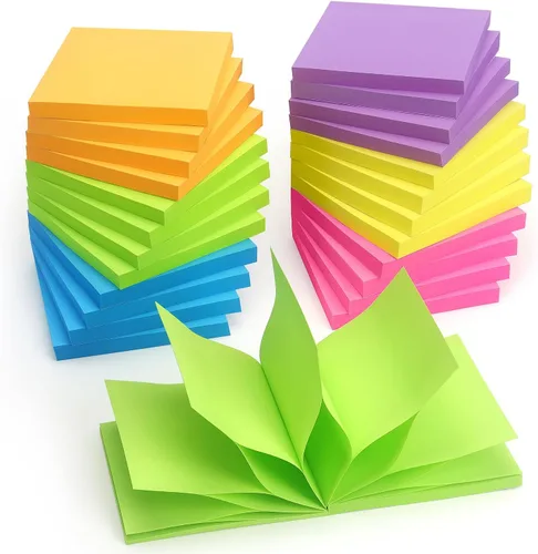 Vista 8 de Notas adhesivas emergentes de 3 x 3 pulgadas, colores brillantes, 6 blocs por paquete, 100 hojas/bloc, total de 600 hojas 6 almohadillas