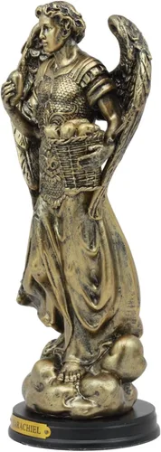 Vista 3 de Ebros - Estatua de arcángel de la iglesia católica bizantina Barachiel de 8 pulgadas de alto, figura de San Barachiel el Arcángel con placa