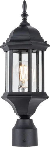 Vista 10 de LIT-PaTH Farol de poste de iluminación para exteriores, base mediana E26 máx. 60 W, carcasa de aluminio más vidrio, paquete de 2, acabado negro