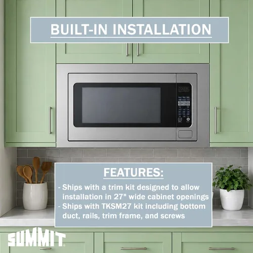 Vista 3 de Summit - Horno microondas integrado de acero inoxidable de 27 pulgadas y 30 pulgadas, 2.2 pies cúbicos, con kit de molduras y panel de control