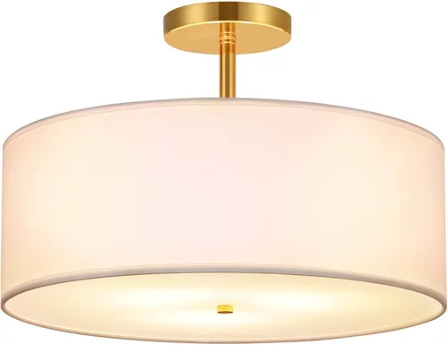 Vista 12 de FRIDEKO HOME Lámpara de techo semiempotrada de 3 luces, moderna, cerca del techo, con 2 capas de tela, para dormitorio, sala de estar, cocina