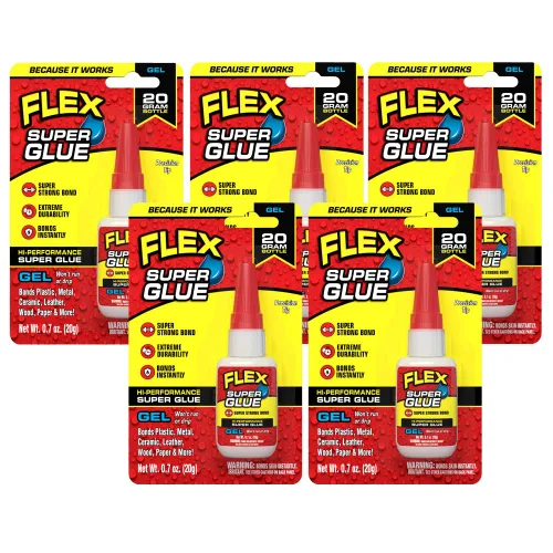 Vista 22 de Flex Super Glue Líquido, Botella de 20 Gramos, Pack de 2, Transparente, Enlace Instantáneo, Secado Rápido, Adhesivo de Cianoacrilatos, Punta