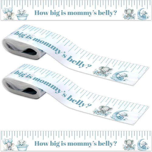 Vista 7 de Coume 2 rollos de cinta métrica para baby shower, 2 pulgadas x 150 pies, cinta métrica de vientre para baby shower, regalos y suministros de fiesta