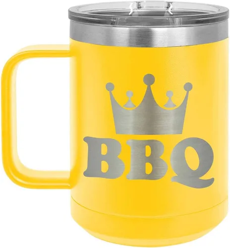 Vista 11 de Taza de café para barbacoa King de 15 onzas con tapa superior deslizante, taza de café de viaje aislado idea de regalo para los hombres que tienen