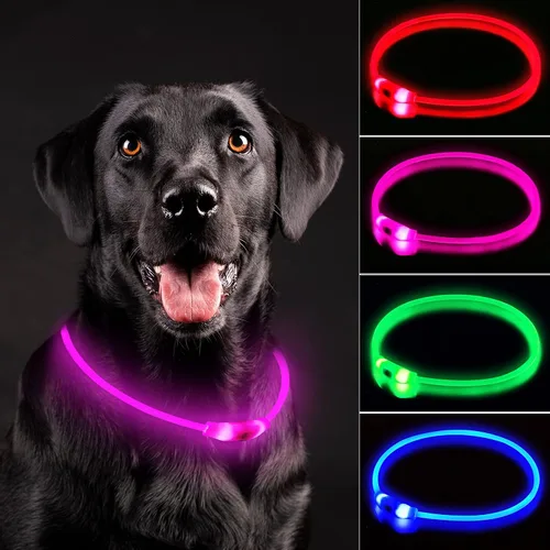 Vista 9 de NOVKIN Collar de perro LED, collar de perro iluminado para caminar por la noche, impermeable IP67, collar para mascotas recargable por USB, luces