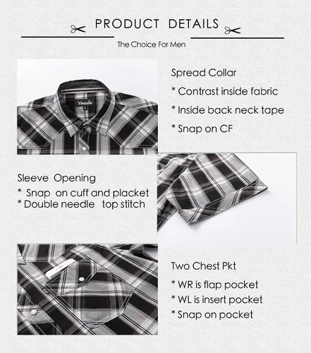 Vista 3 de Camisa casual de manga corta con dos bolsillos para hombre