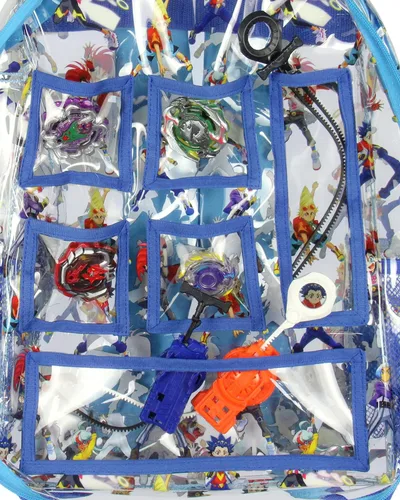Vista 4 de Beyblade Burst - Mochila de viaje transparente resistente para la escuela, Claro, Mochilas de viaje