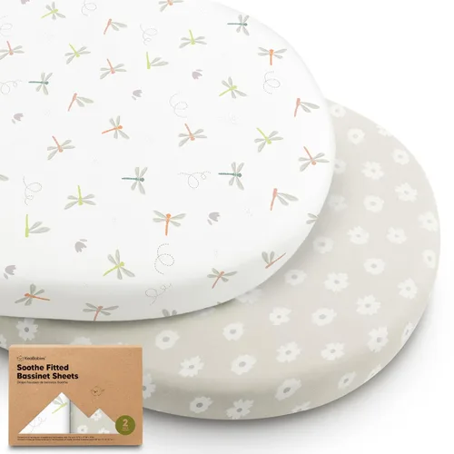 Vista 36 de Paquete de 2 sábanas orgánicas para cuna para niños, niñas, sábana bajera (lino azul) 100% Cotton Bassinet Mattress Sheets, Compatible with Halo