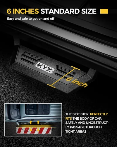 Vista 4 de KYX Estribos para Ford F150 SuperCrew Cab 2015-2025 / Ford F250 F350 SuperDuty Crew Cab 2017-2025, Escalones Laterales de 6 Pulgadas Barras Nerf
