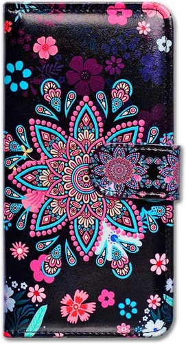 Vista 7 de Bcov Funda para Galaxy S10 Plus, de piel con diseño de mandala de colores brillantes, con ranura para tarjetas, soporte para Samsung Galaxy S10