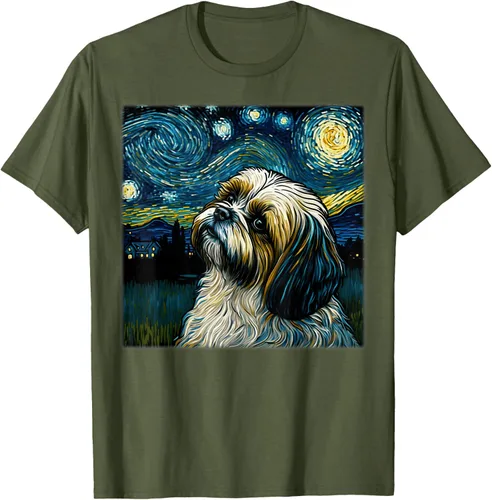 Vista 76 de Camiseta Surrealism Starry Night Shih Tzu Dog