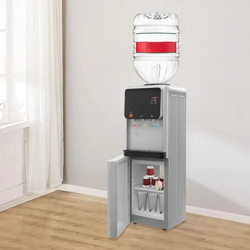 Vista 8 de Dispensador de agua fría y caliente de carga superior, dispensador de enfriador de agua para botellas de 3 o 5 galones, máquina de agua con bloqueo