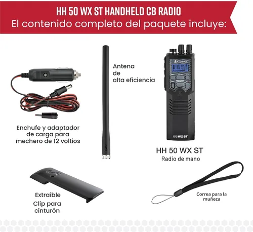 Vista 7 de Cobra HH50WXST Radio CB portátil – Radio de emergencia con acceso a 40 canales completos y alertas NOAA, conector para auriculares, salida