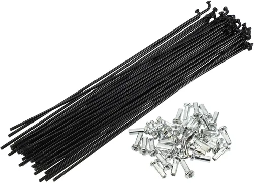 Vista 17 de X AUTOHAUX 40 piezas 14G J Bend 0.079 in bicicleta radios con pezones acero negro