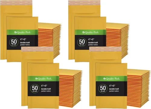 Vista 8 de Quality Park - Sobres de burbujas de 4 x 8 para envíos, sobres autosellables, sobres acolchados pequeños de kraft, cierre de pelar Redi-Strip, 50