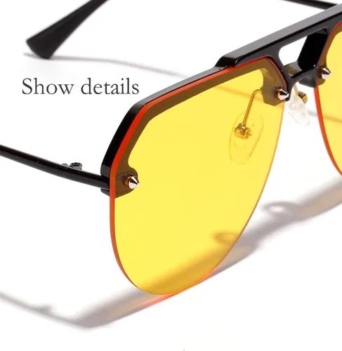 Vista 3 de KYMISINKY Gafas de sol de aviador sin montura de gran tamaño para mujeres hombres medio gafas marco UV400 protección parasol sombra KY7000S
