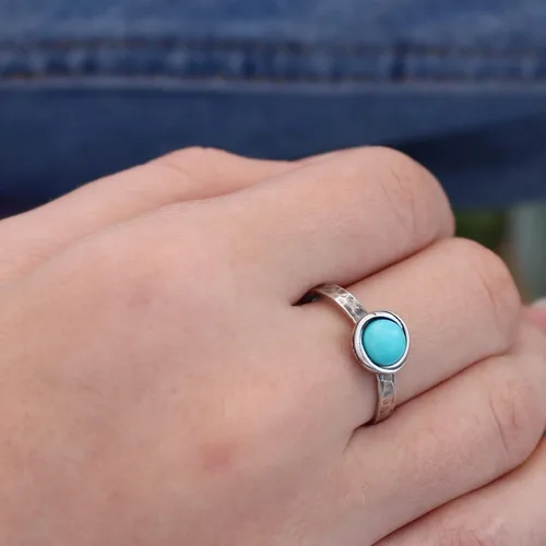 Vista 66 de Anillo de plata de ley con piedras preciosas para mujer, anillo apilable de piedra martillada, anillo de piedra natal