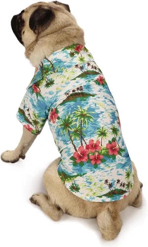 Vista 4 de Casual Canine Hawaiian Breeze - Camisa de campamento para perro, XXS, color negro