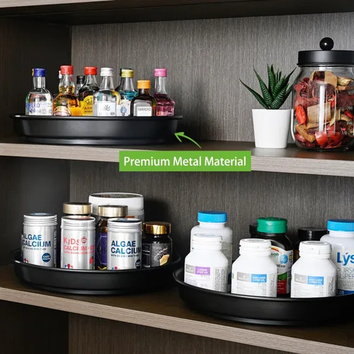 Vista 5 de Amolliar Lazy Susan - Organizador giratorio de metal para cocina, nevera, gabinete, encimera, organizador de almacenamiento de despensa, organizador