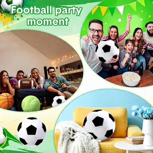 Vista 3 de Almohada de balón de fútbol, fútbol de peluche suave, bola esponjosa y esponjosa, felpa blanca y negra, decoración de habitación, regalo