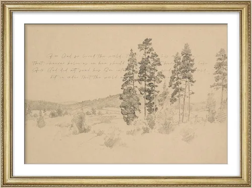 Vista 119 de MUDECOR Lienzo enmarcado prémium para pared, pinos nevados en bosque de invierno, ilustraciones modernas, arte contemporáneo, escénico, divertido