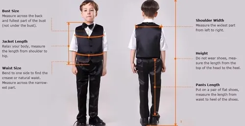 Vista 4 de Conjunto de traje para niños, esmoquin de 3 piezas para fiesta de boda
