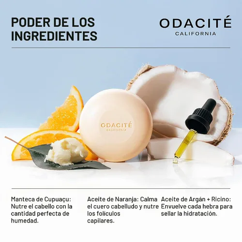 Vista 3 de Odacité Shampoo Bar – Champú sólido sin sulfato de argán y coco para todo tipo de cabello, cabello rizado y teñido – Hidratante, sin plástico