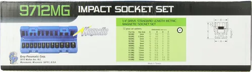 Vista 2 de Grey Pneumatic (9712MG) Juego de llaves de vaso de impacto magnético métricas de 1/4 pulgadas de 12 piezas