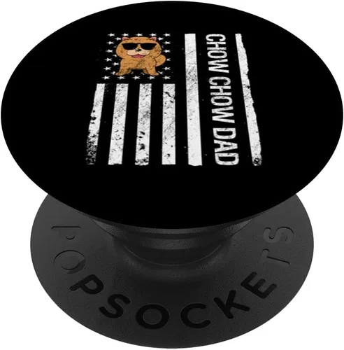 Vista 6 de Chow Chow Dad Funny American USA Flag Chow Chow Dog Lover PopSockets MagSafe PopGrip for iPhone
