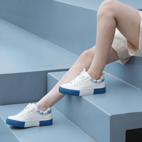 Vista 2 de JABASIC Zapatillas de deporte de plataforma para mujer, zapatillas de deporte de moda con cordones