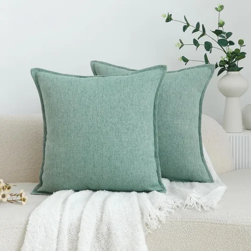 Vista 10 de LIGICKY Juego de 2 fundas de almohada de lino neutro de 18 x 18 pulgadas, fundas de almohada decorativas de color marrón caqui para sala de estar