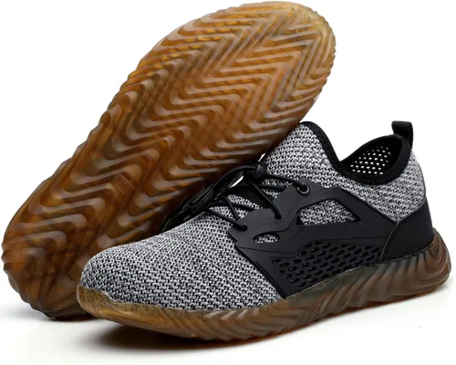Vista 21 de SUADEX Zapatos deportivos con punta de acero para hombres y mujeres, indestructibles, ligeros, cómodos, antideslizantes, puntera compuesta