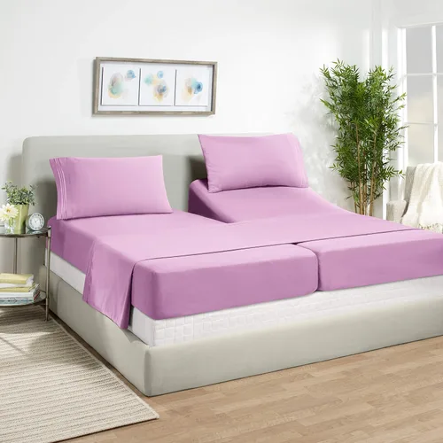Vista 52 de Juego de sábanas de lujo Juego de cama de lujo, bolsillo extra profundo Juego de sábanas ajustable, sábana de arriba y 2 fundas de almohada, ropa